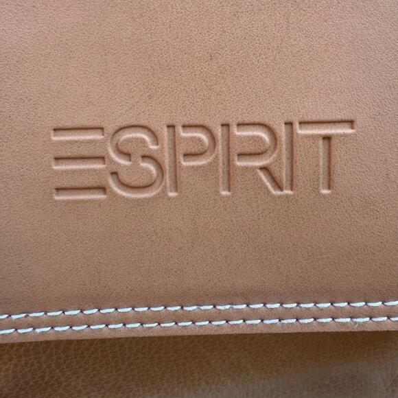 Esprit Tan Leather Messenger Laptop Bag - Picture 8 of 10